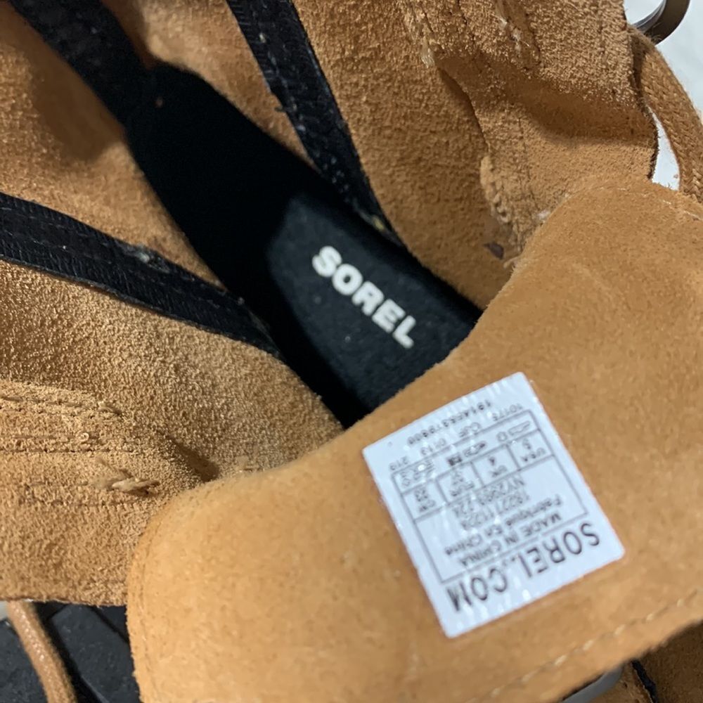 SOREL Joan Of Artic metallic & reg suede hidden wedge laceup bootie women’s sz 5 - Picture 8 of 11